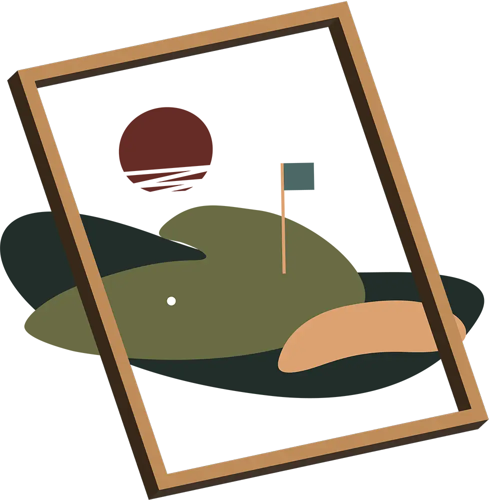 Golf illustration with a frame overlaid